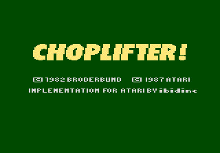 Choplifter title screen for Atari 7800